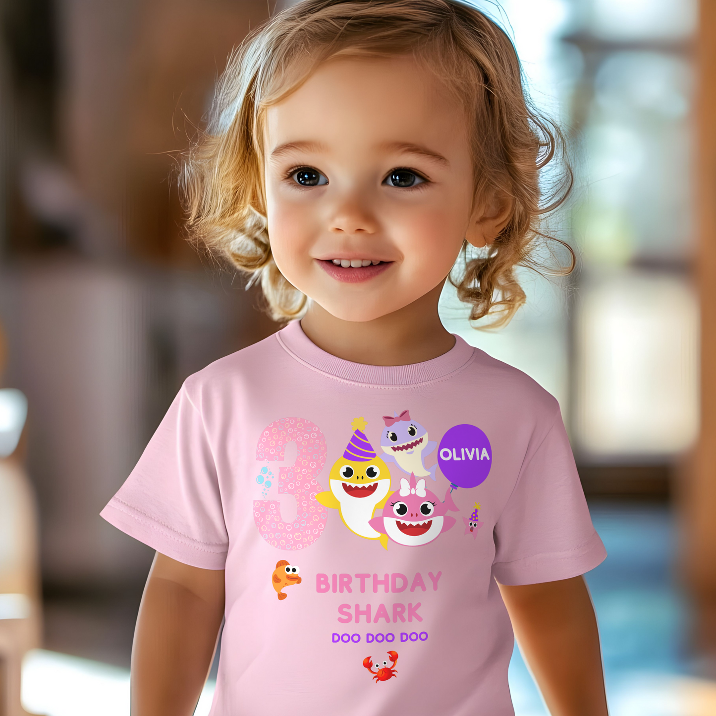 Birthday T-shirt for Girls - Personalised Baby Shark Unique Design