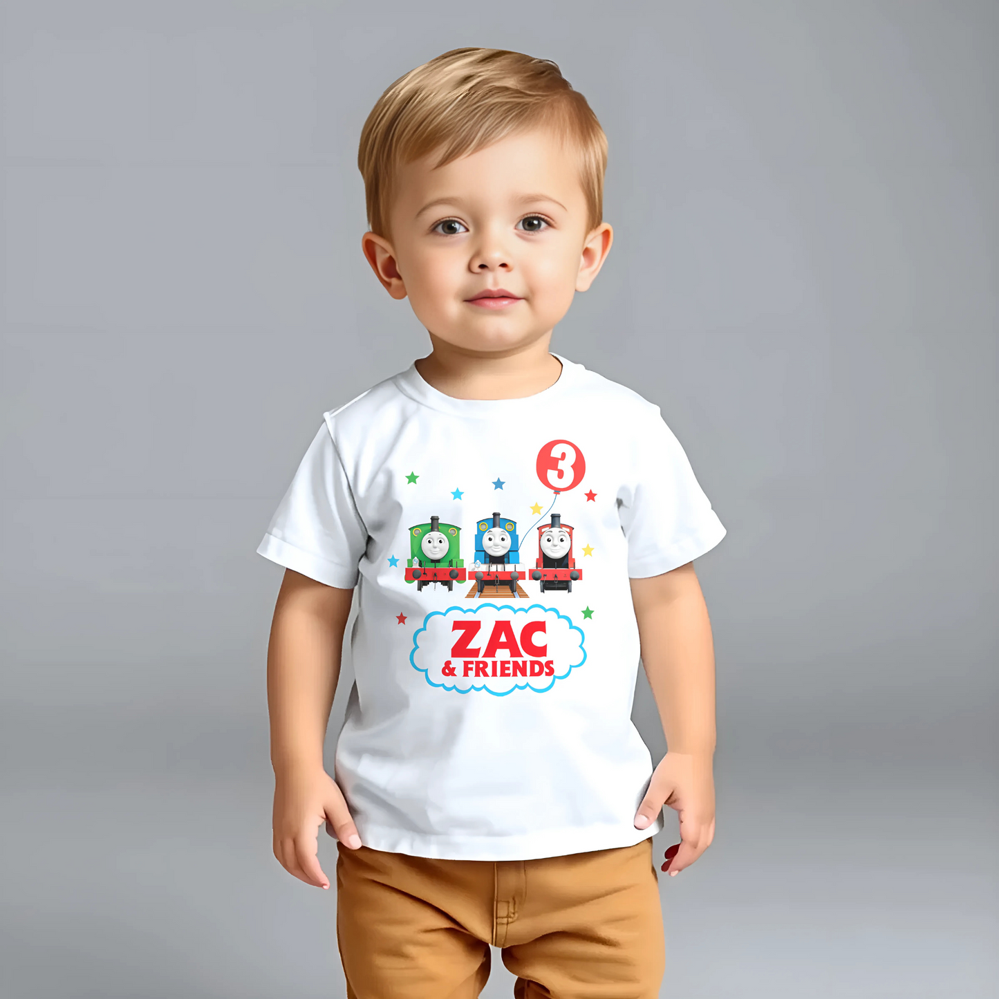 Birthday T-shirt for Boys: Personalised Thomas the Tank Engine Tee