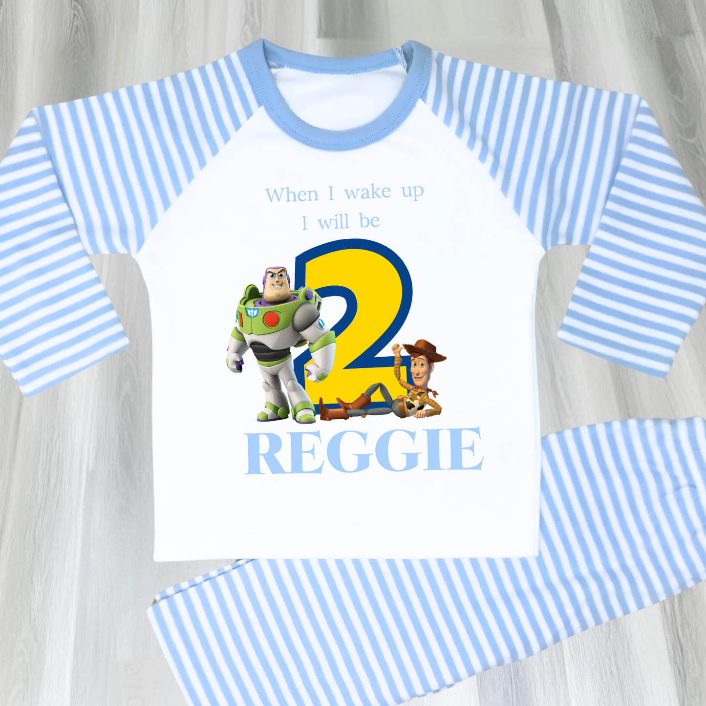 Toy Story Birthday pyjamas, Boys personalised Buzz and Woody Pjs, When I Wake up I Will Be Toy Story, Toy Story with name, Buzz and Woody Sleepwear, Toy Story birthday gift