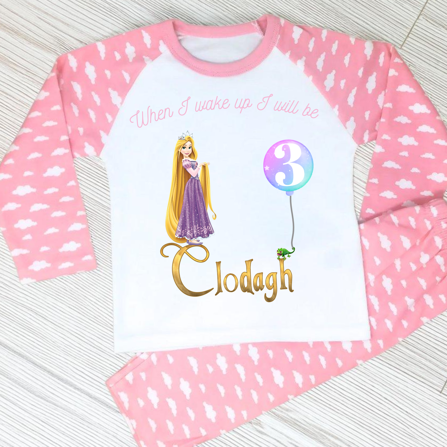 Repunzel birthday pyjamas, tangled birthday gift, when i wake up Repunzel Tangled, Tangled birthday pjs