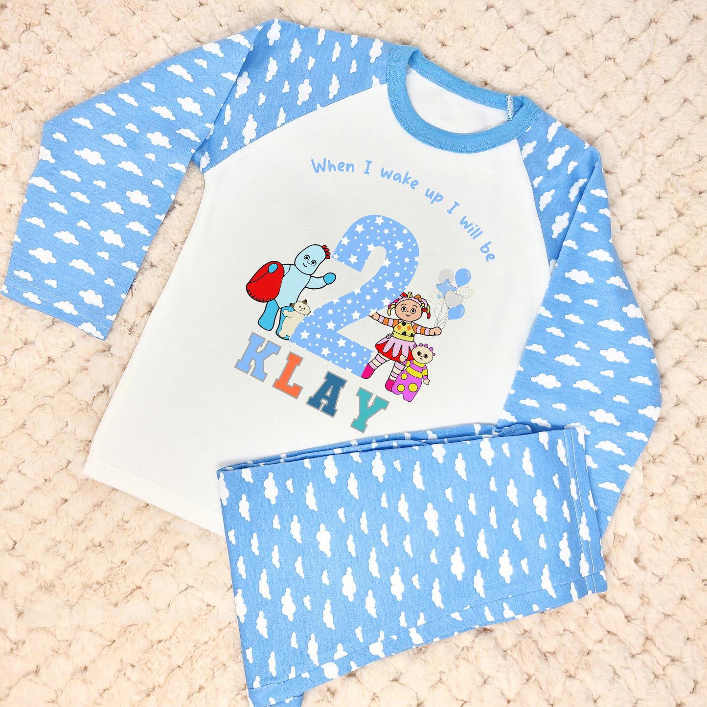 In the Night Garden birthday pyjamas, when i wake up in the night garden, kids cbeebies pajamas, birthday pjs, iggle piggle pjs, upsy daisy pjs