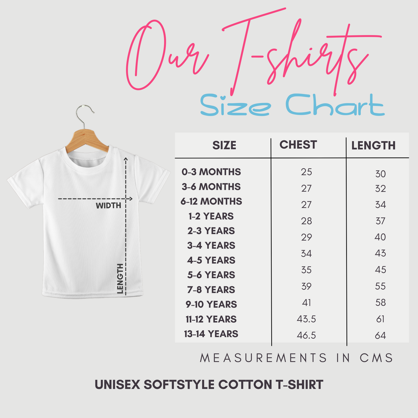 tshirt size chart