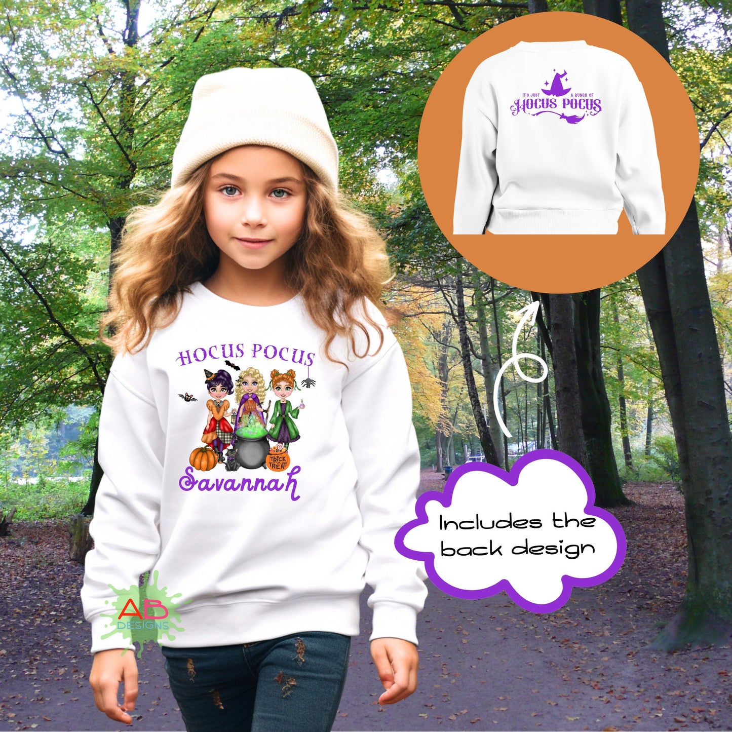 Personalised, Witch Sisters Halloween Doll Sweatshirt, Custom Halloween Sweatshirt, Kids Custom Hocus Pocus Inspired, Gothic Halloween Top