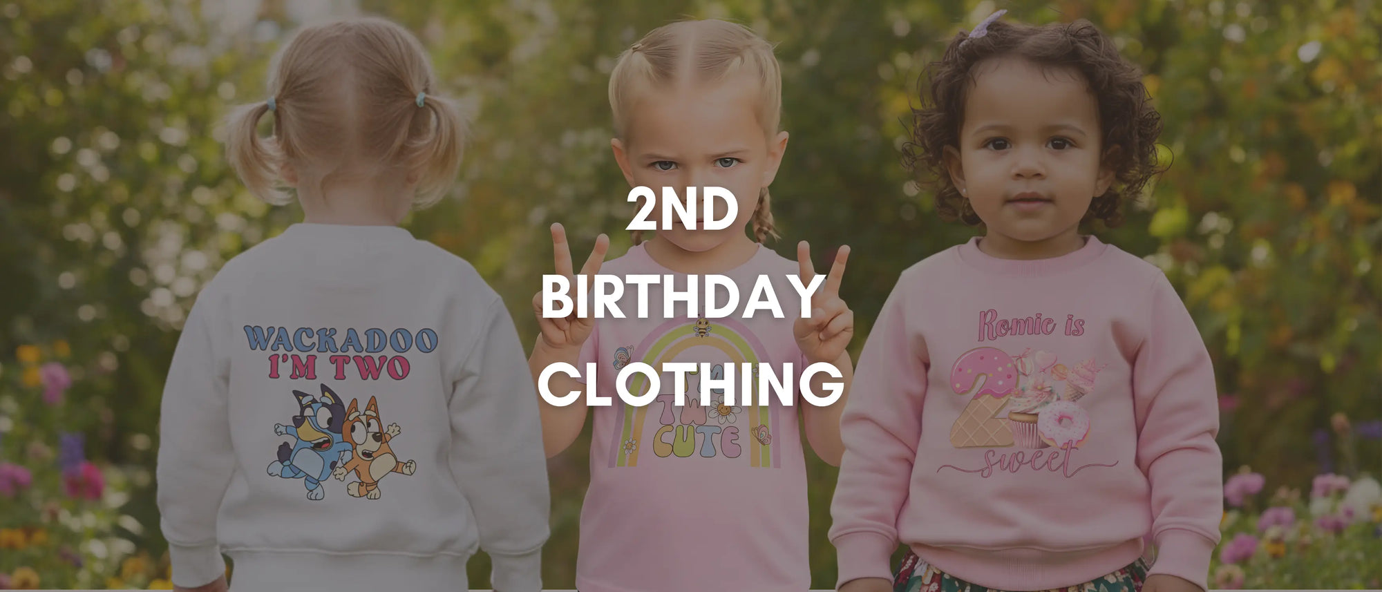 Personalised 2nd birthday clothing for boys and girls with custom name. I am 2