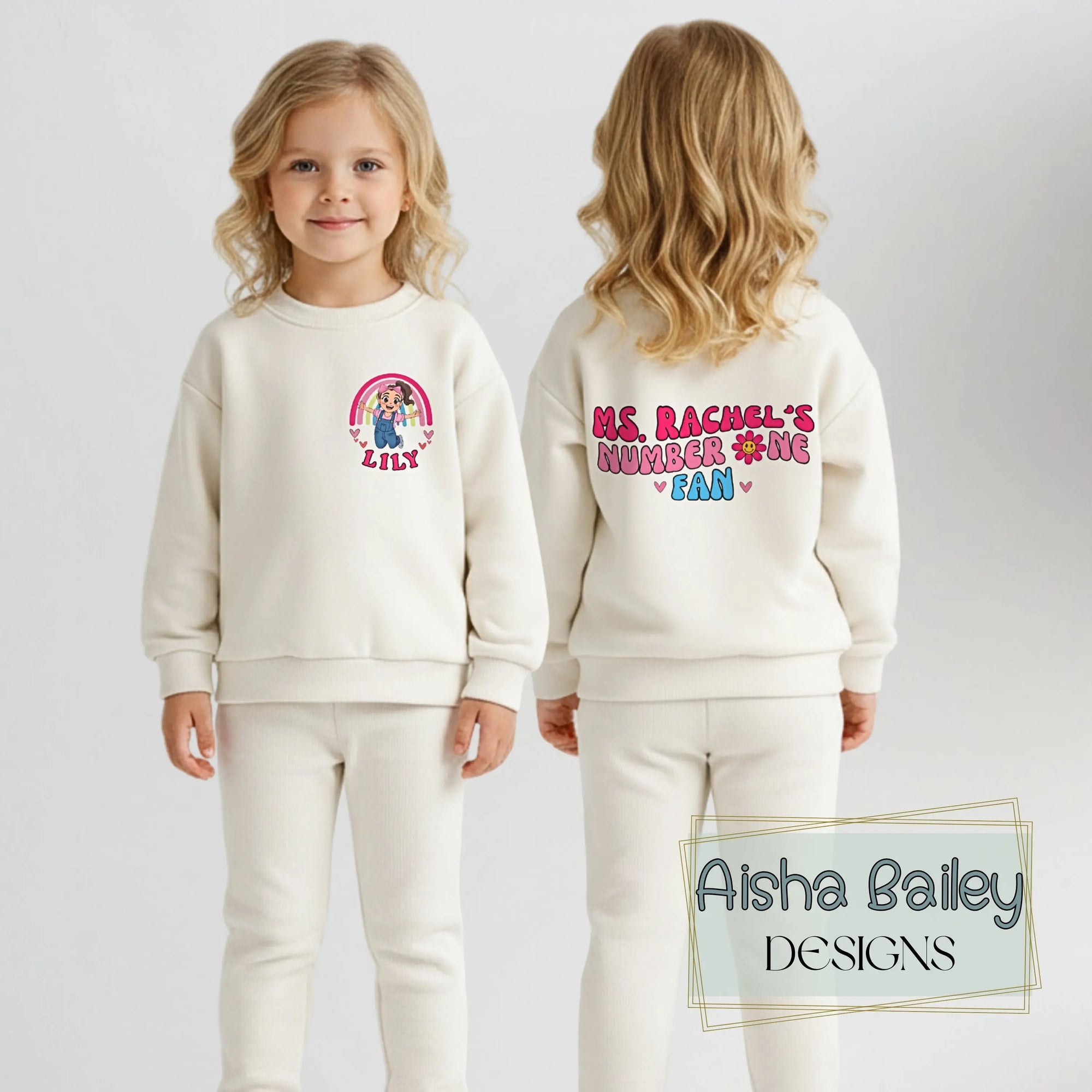 Girls personalised loungewear sets with custom name for everyday wear