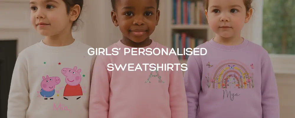Girls personalised sweatshirts with custom name