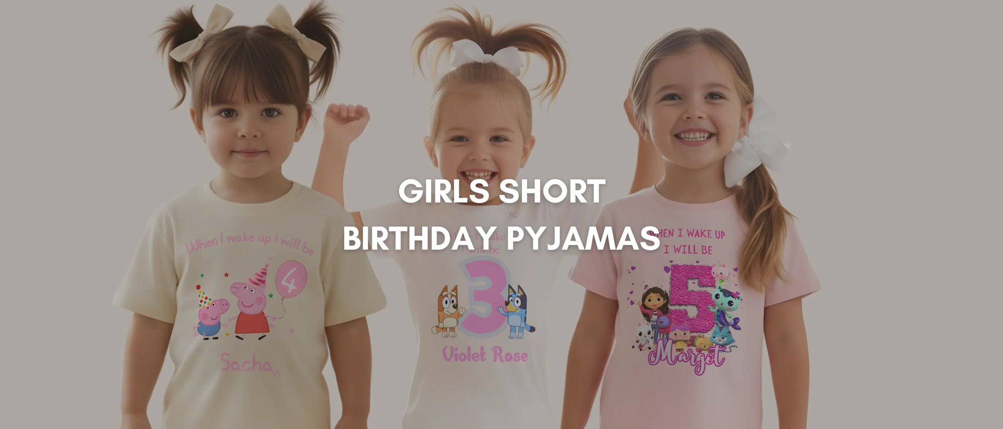 Girls personalised Short Birthday Pyjamas