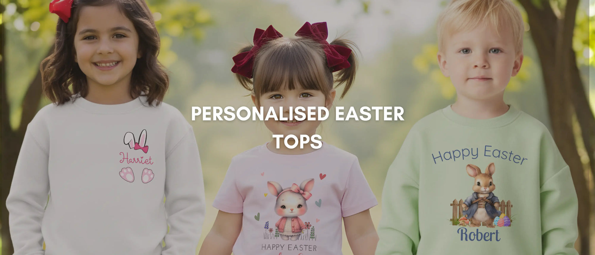 Personalised kids Easter Tops pyjamas, t-shirts and sweatshirts with custom name