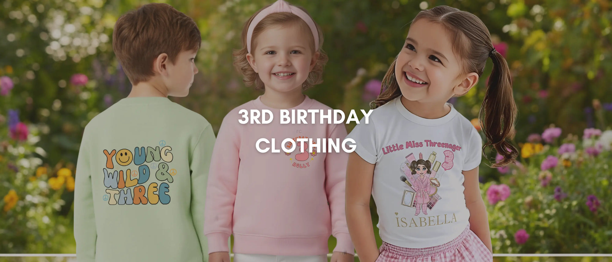 Personalised Kids 3rd birthday clothing outfits with custom name