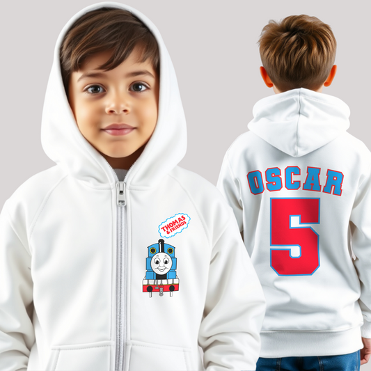 Custom Hoodie - Boys' Personalised Thomas the Tank Engine Zip Hoodie