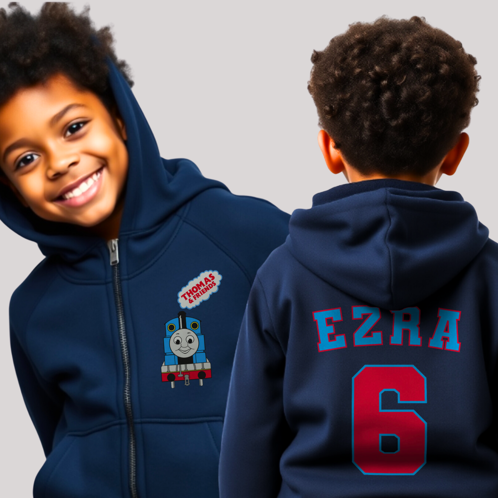 Custom Hoodie - Boys' Personalised Thomas the Tank Engine Zip Hoodie