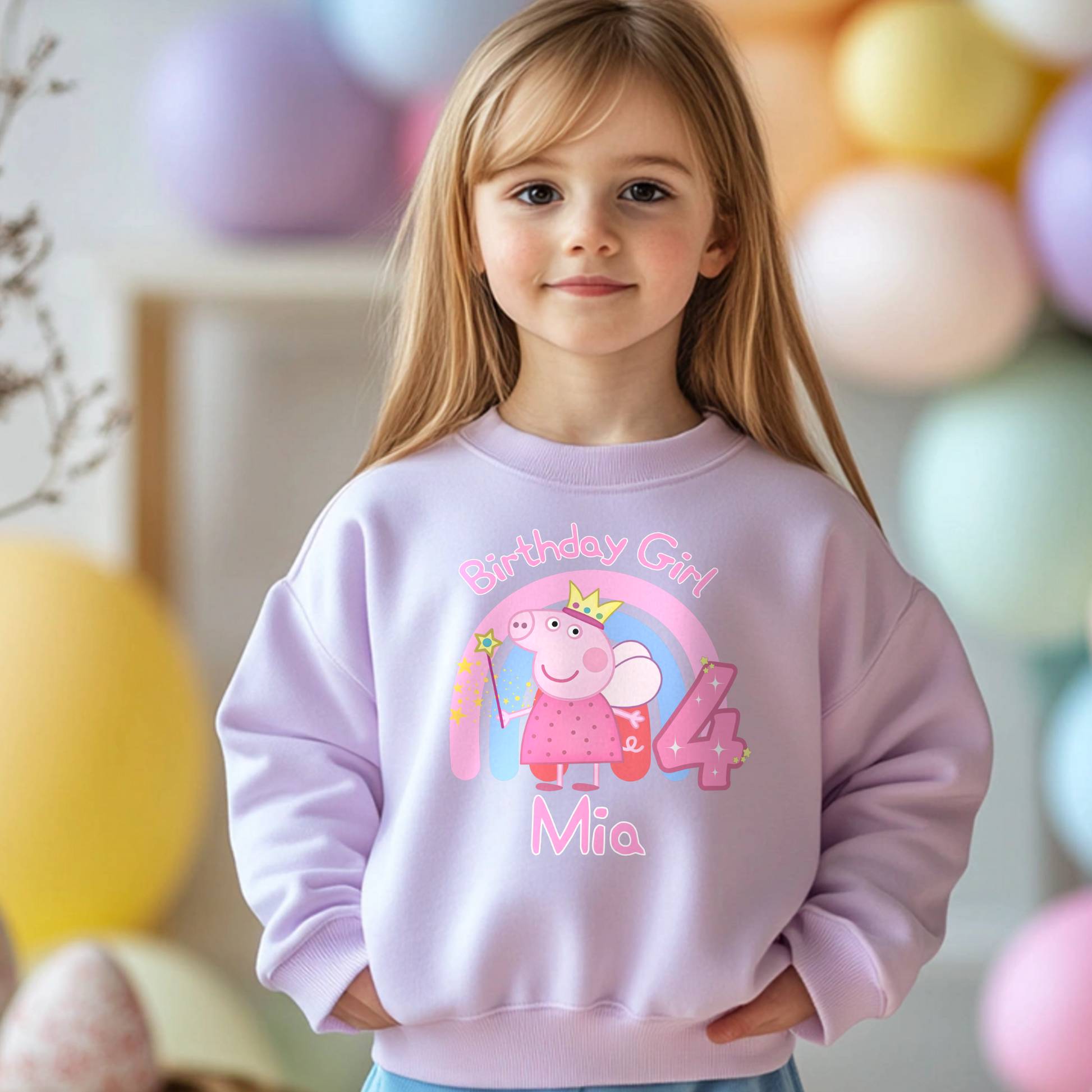 Peppa Pig Birthday Sweatshirt for Girls - Personalised Peppa Pig Birthday Jumper, peppa pig fairy birthday shirt, personalised peppa jumper, peppa birthday sweatshirt