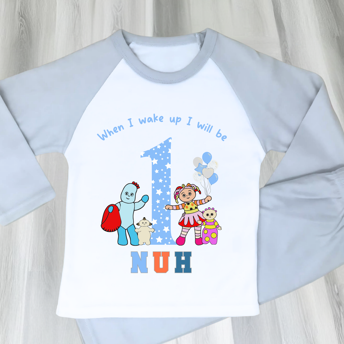 In the Night Garden birthday pyjamas, when i wake up in the night garden, kids cbeebies pajamas, birthday pjs, iggle piggle pjs, upsy daisy pjs