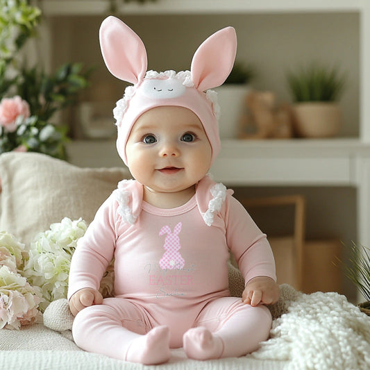 Newborn Easter Outfit - Baby's First Personalised Easter Wear, baby girl 1st easter