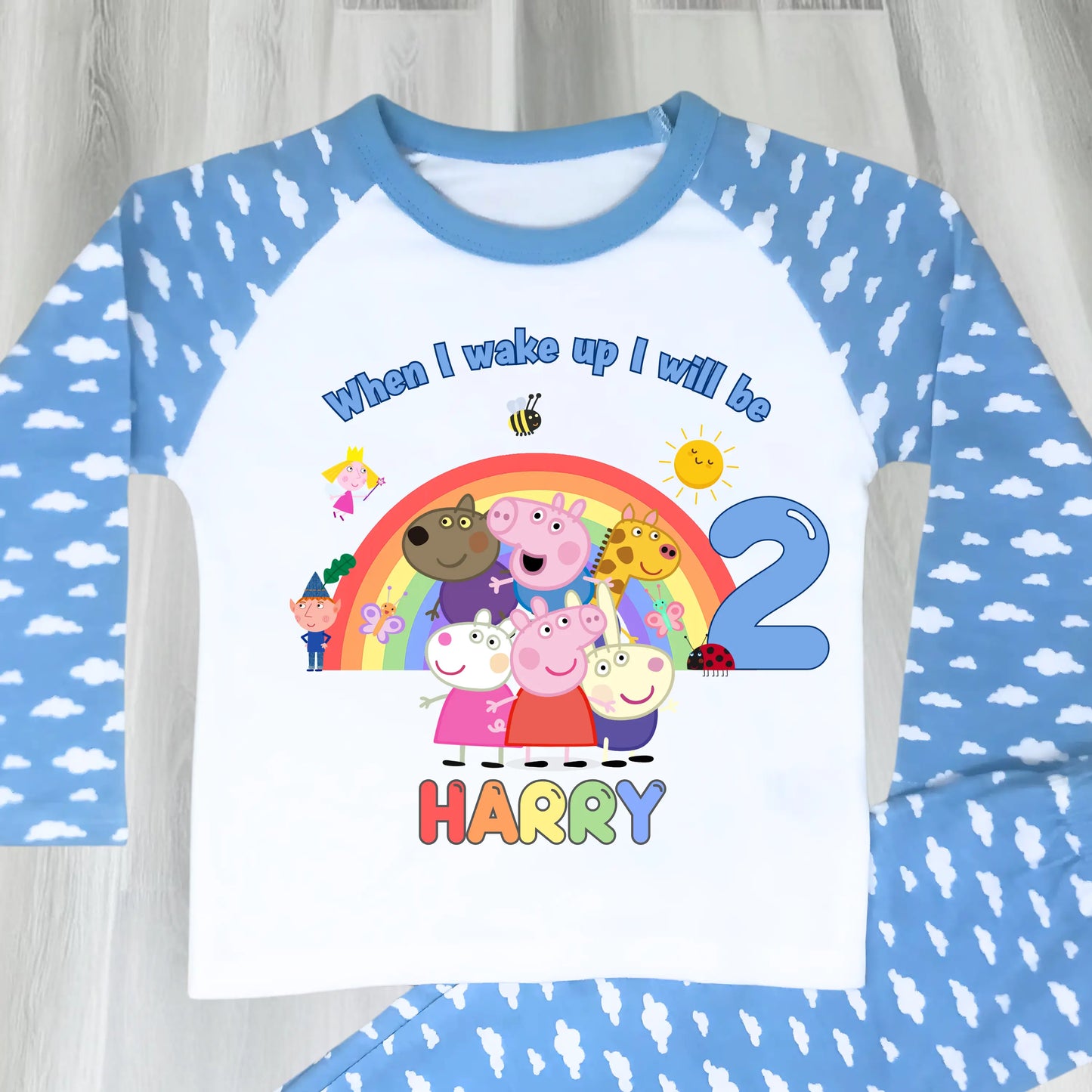 Boys Personalised Peppa Pig and Friends Birthday Pyjamas - When I Wake Up Peppa Pig AishaBaileyDesigns