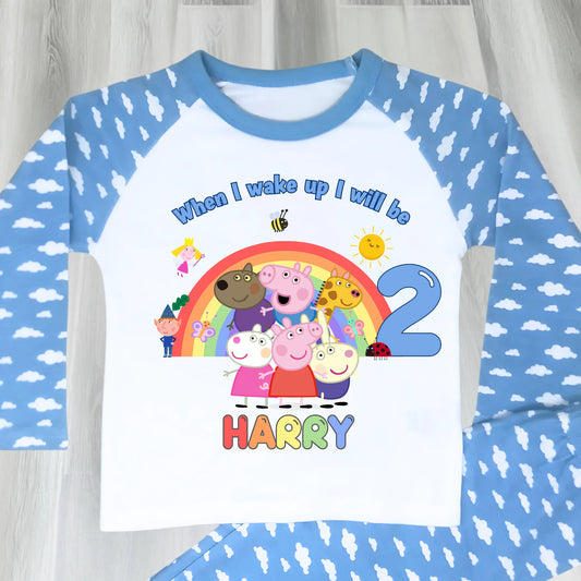 Boys Personalised Peppa Pig and Friends Birthday Pyjamas - When I Wake Up Peppa Pig AishaBaileyDesigns