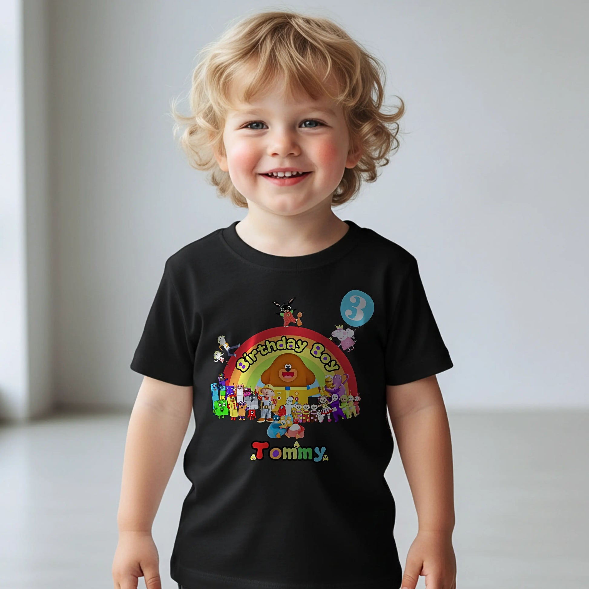 Personalised CBeebies character birthday t-shirt for boys