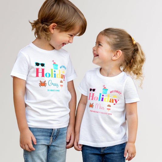 Family Vacation Shirt - Personalised Keepsake for Your First Trip, our first holiday tee, 1st holiday outfit