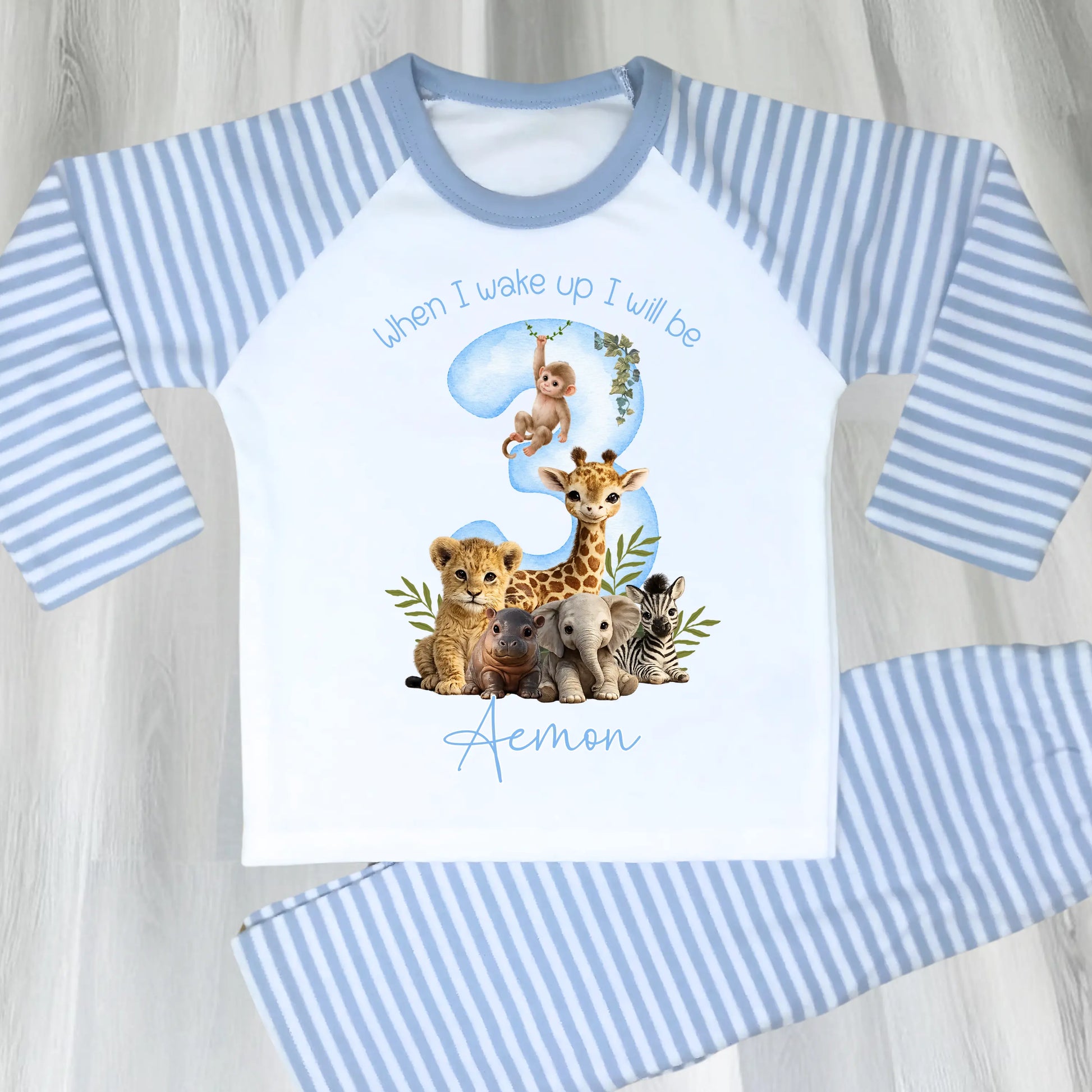 Personalised Safari Birthday Pyjamas for Boys – When I Wake Up Birthday Pyjama Set AishaBaileyDesigns