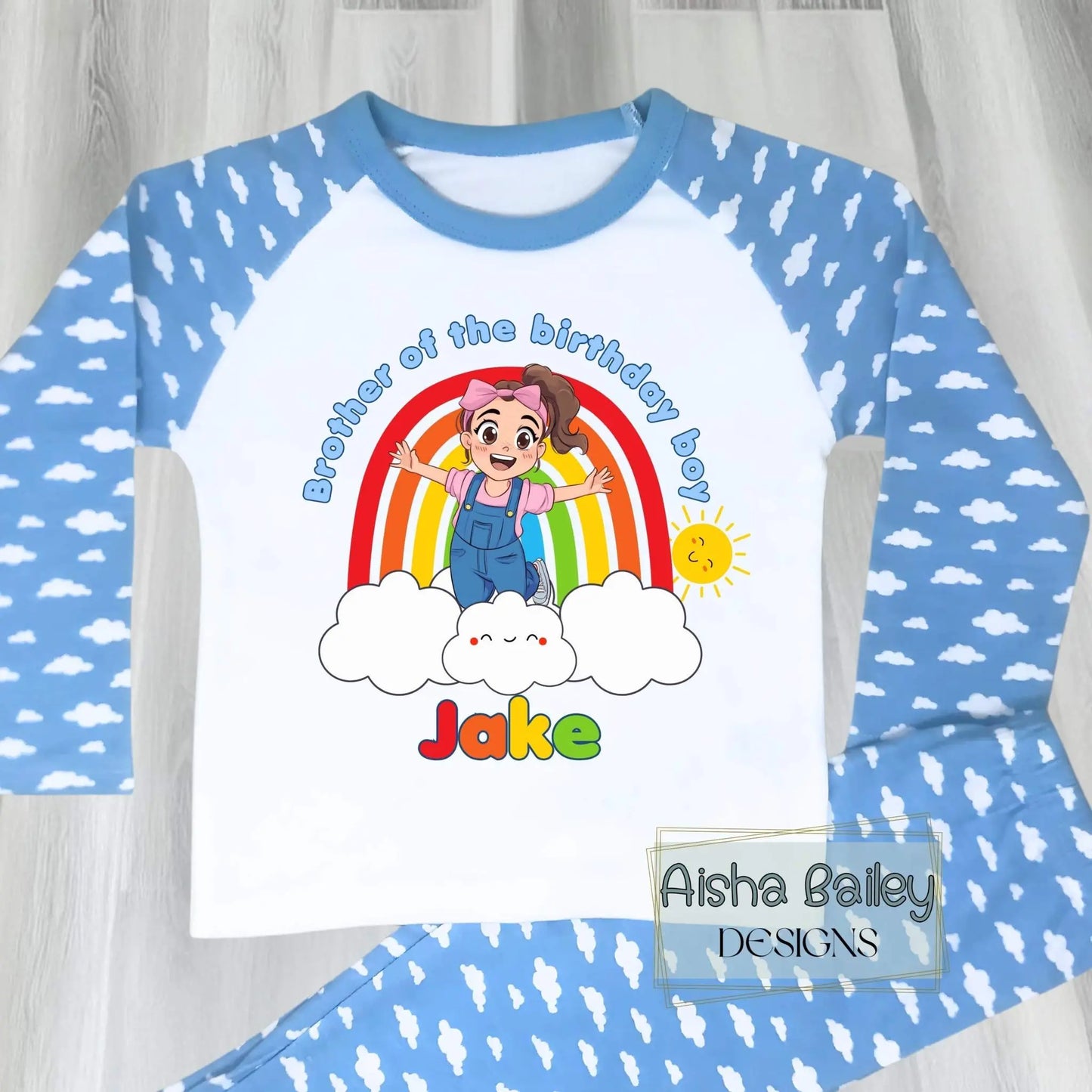 Ms Rachel Matching Sibling birthday Pyjamas: Ms Rachel Match With Me personalised pyjamas with sibling birthday design and names. Sister of the birthday girl, brother of the birthday boy, 
