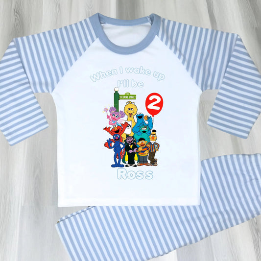 Personalised Sesame Street birthday pyjamas for Boys AishaBaileyDesigns
