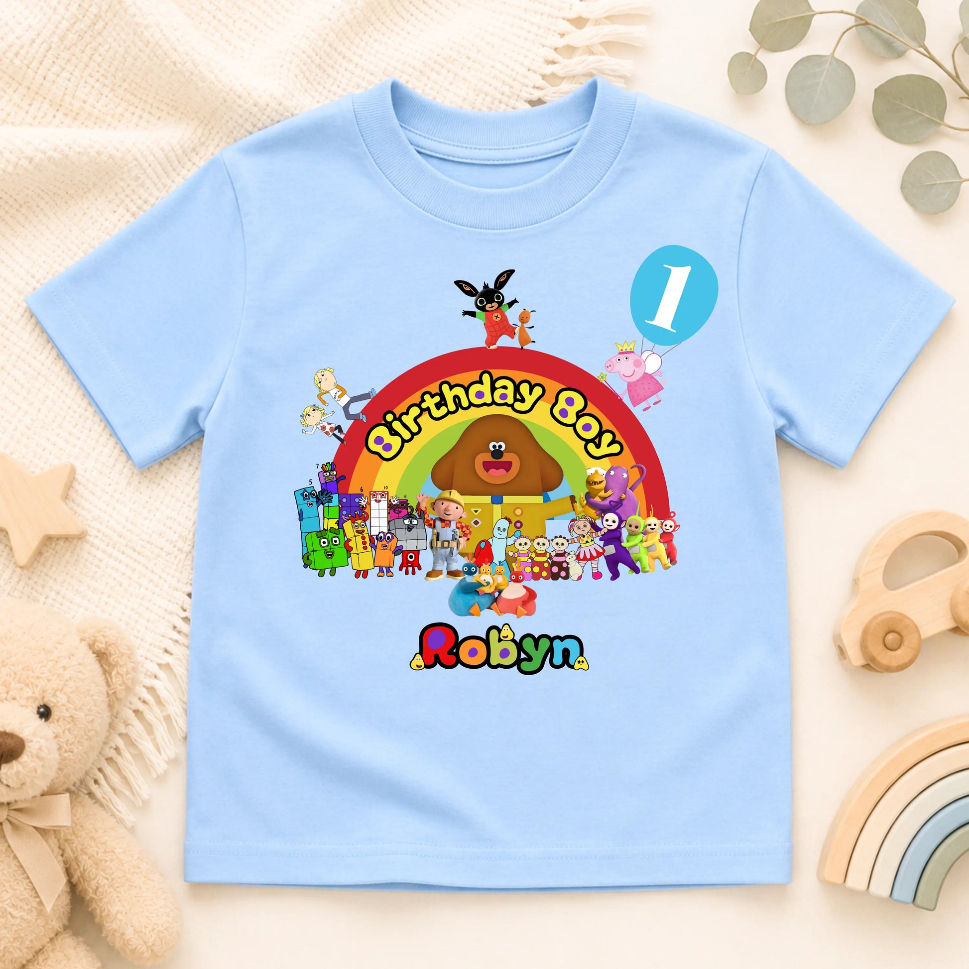 Personalised CBeebies Character Birthday T-Shirt for Boys AishaBaileyDesigns