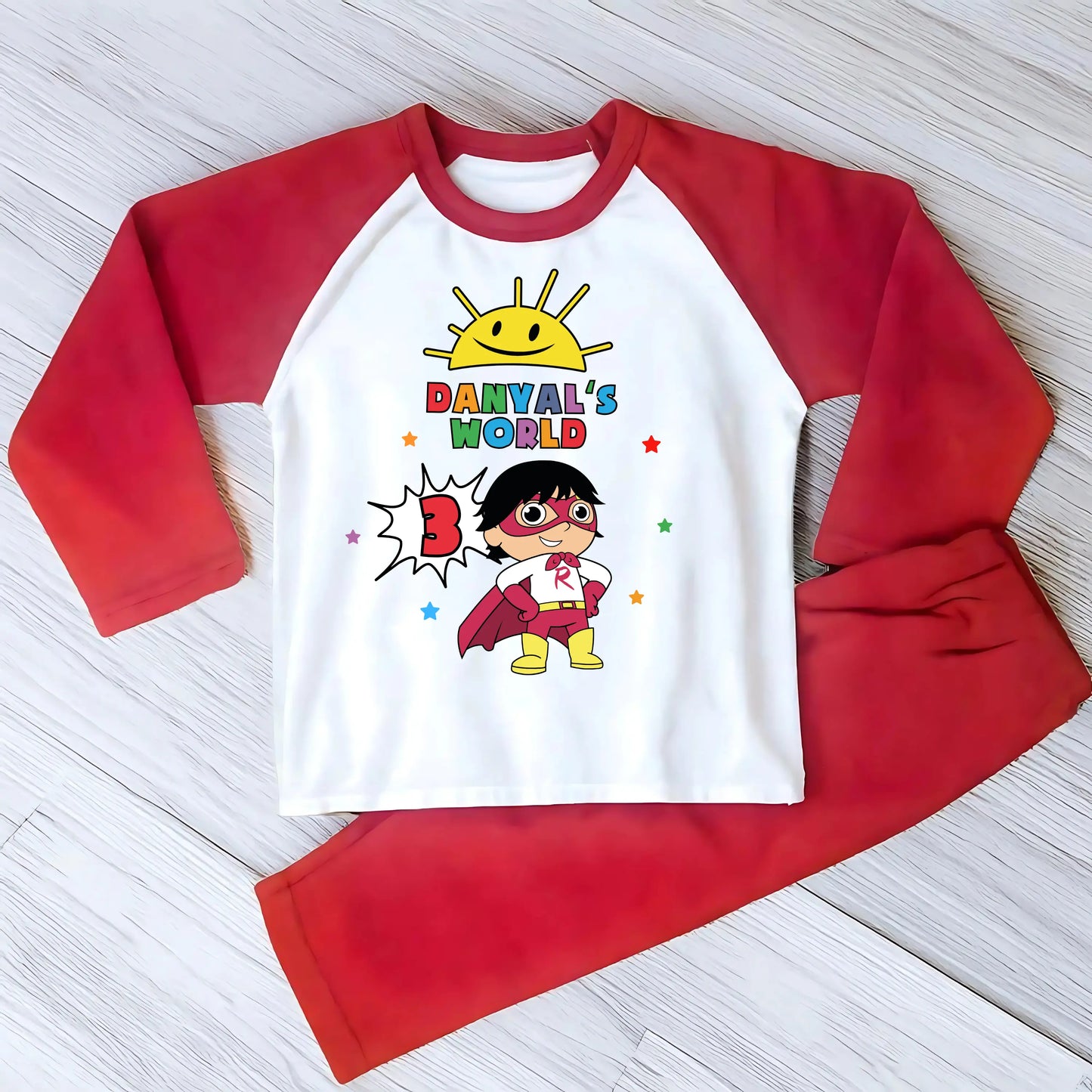 Girls Personalised Ryan's World Birthday Pyjamas with Name & Age AishaBaileyDesigns