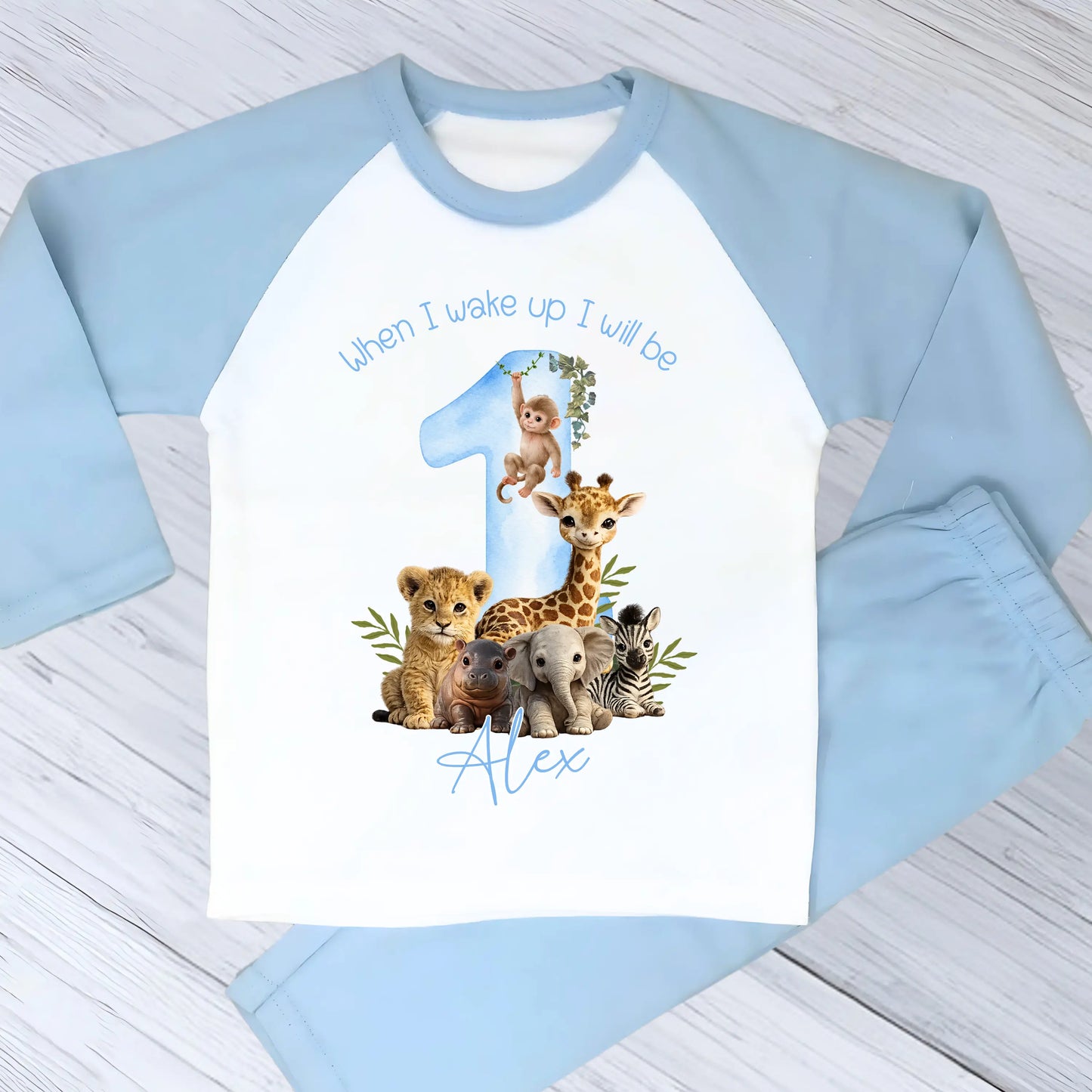 Personalised Safari Birthday Pyjamas for Boys – When I Wake Up Birthday Pyjama Set AishaBaileyDesigns