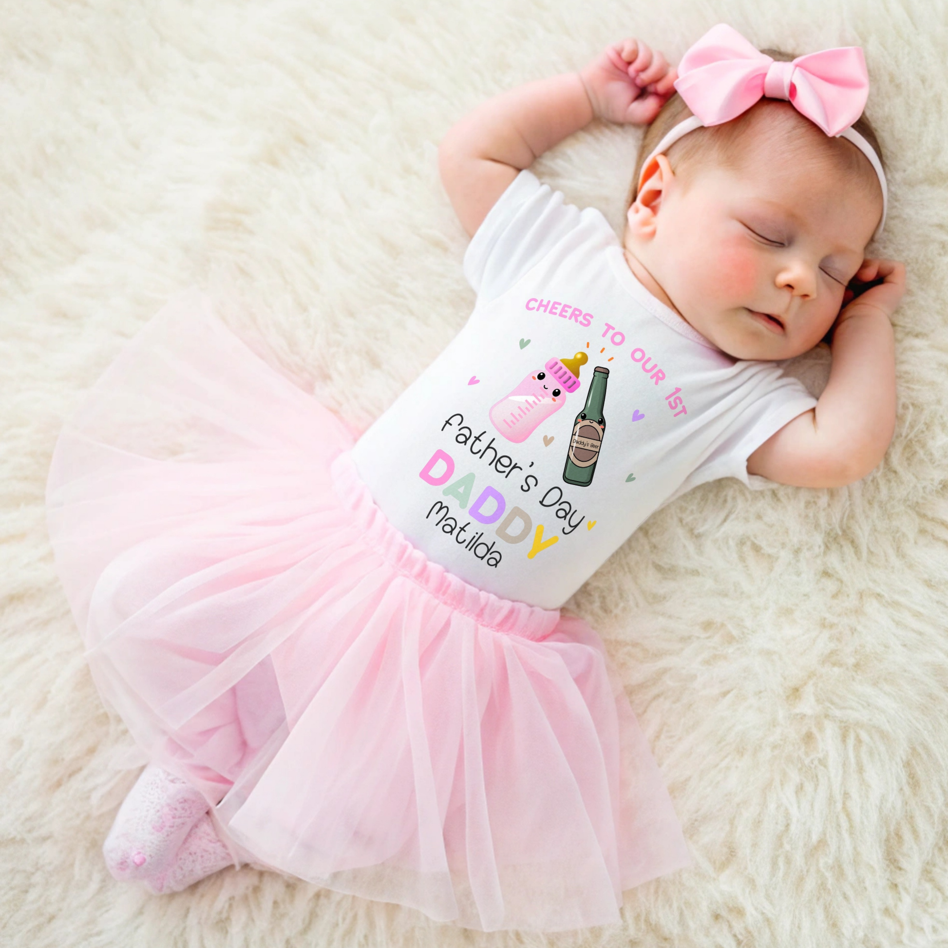 1st Father's Day Outfit, personalised baby gift, 1st Father's day sleepsuit, Newborn baby gift, baby girl first fathers day