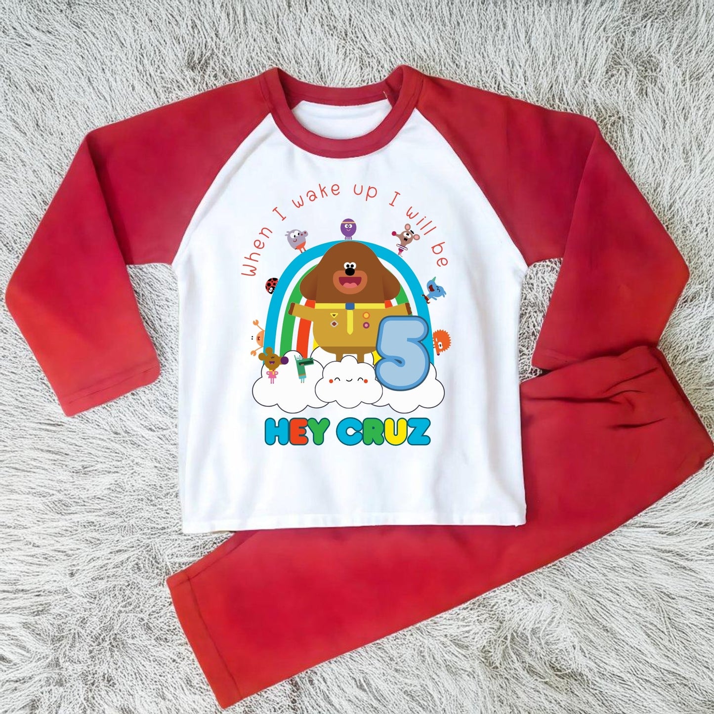Hey Duggee birthday pyjamas, boys hey duggee pjs, personalised hey duggee, duggee birthday pjs