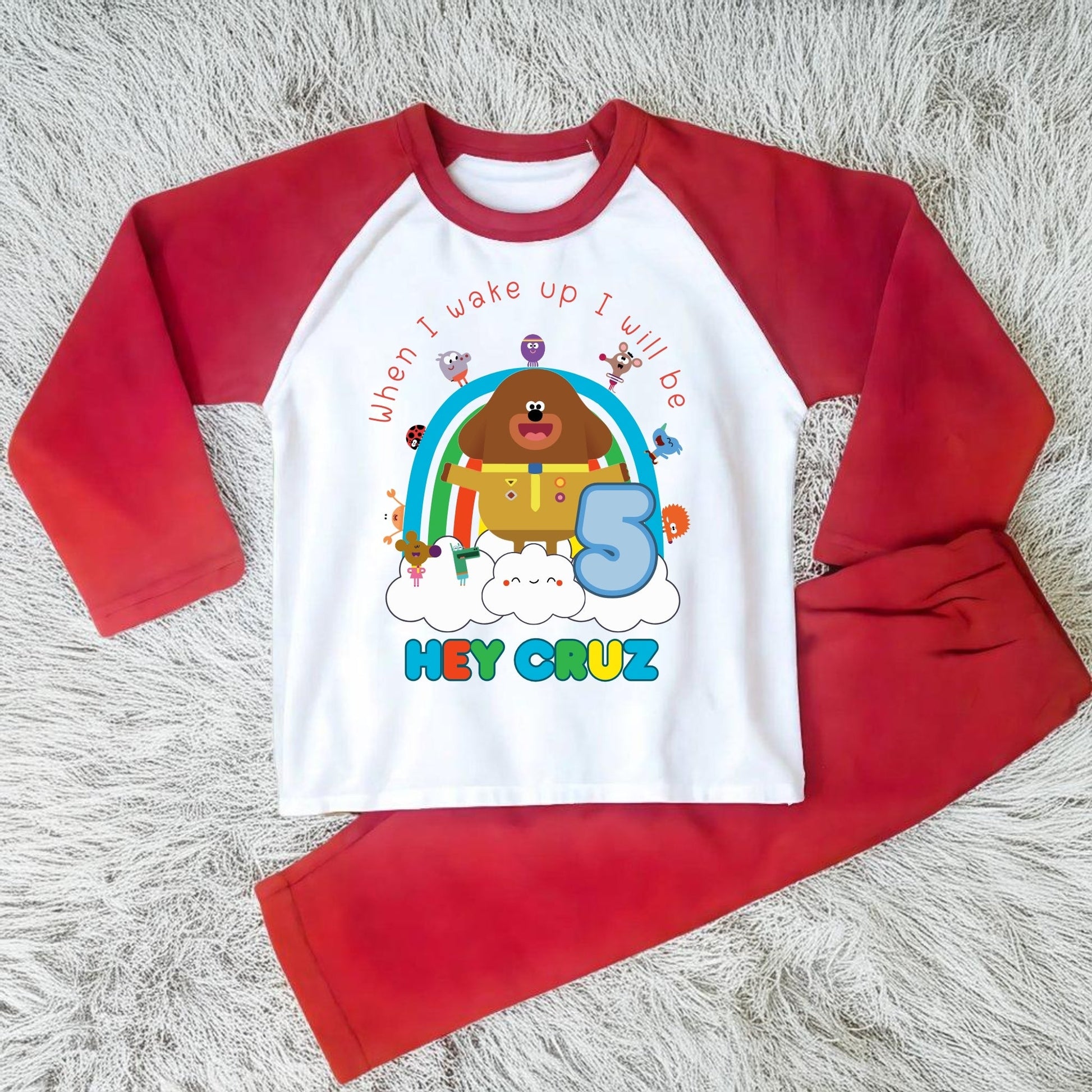 Hey Duggee birthday pyjamas, boys hey duggee pjs, personalised hey duggee, duggee birthday pjs