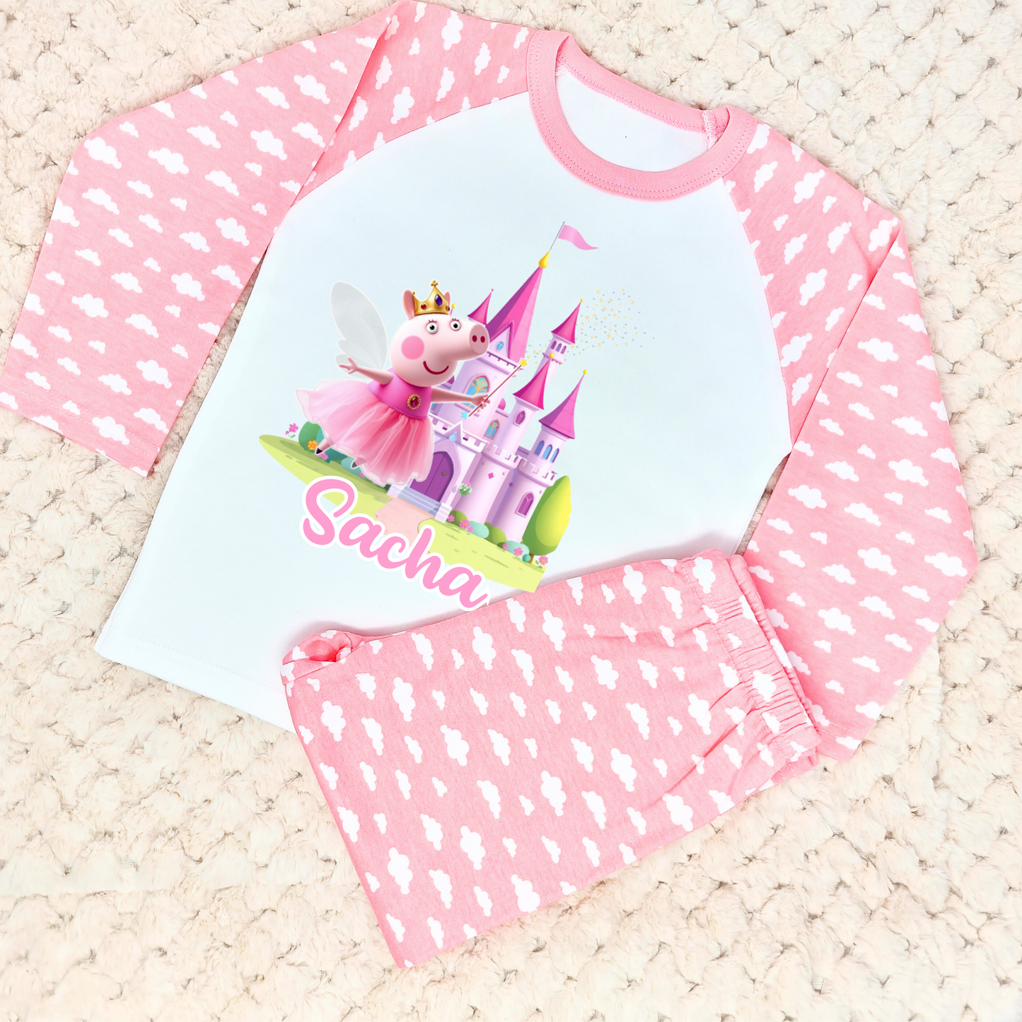 Peppa Pig Personalised pyjamas, personalised princess peppa pig pyjamas with name, Girls custom peppa pig, princess peppa pig pajamas, peppa pig pjs