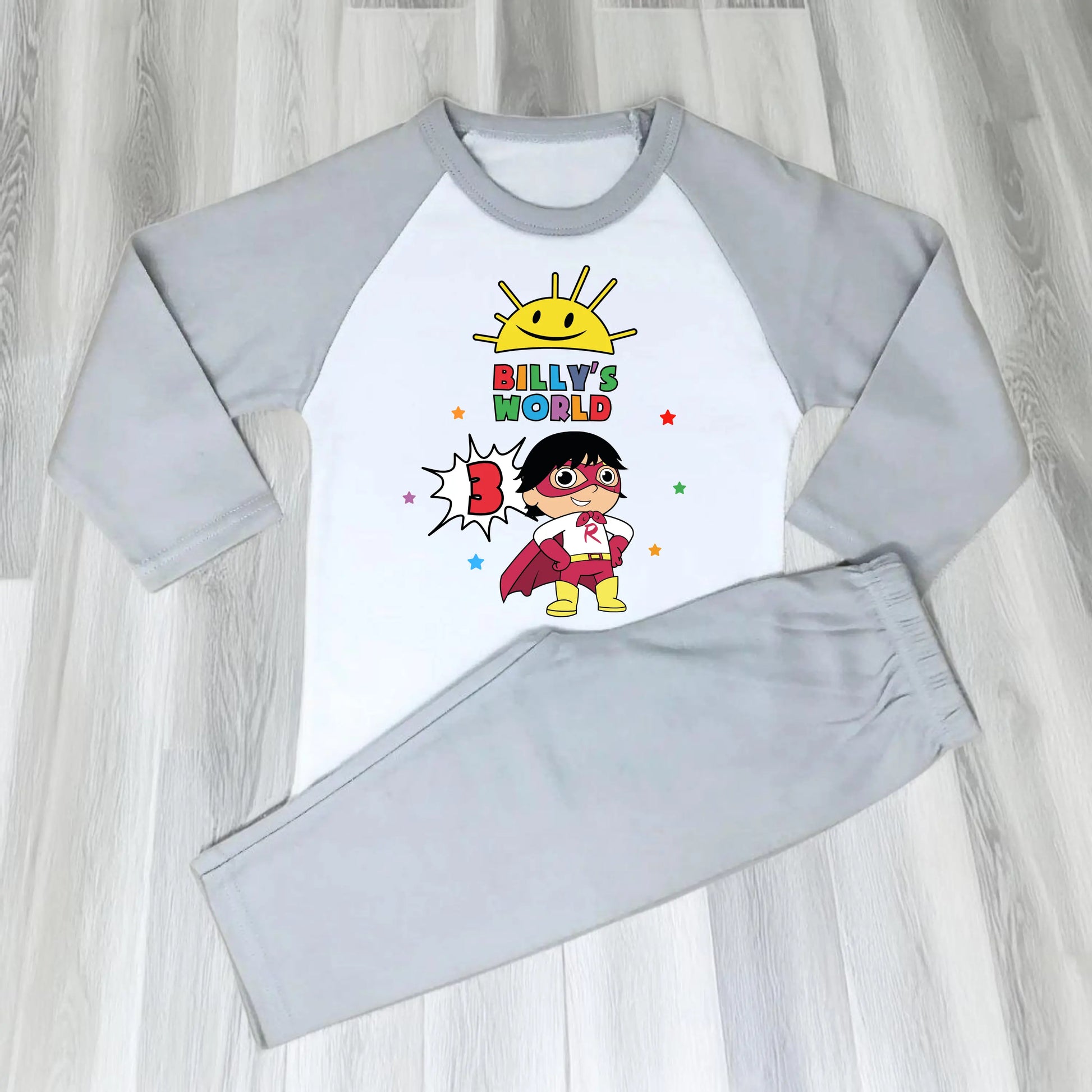 Girls Personalised Ryan's World Birthday Pyjamas with Name & Age AishaBaileyDesigns