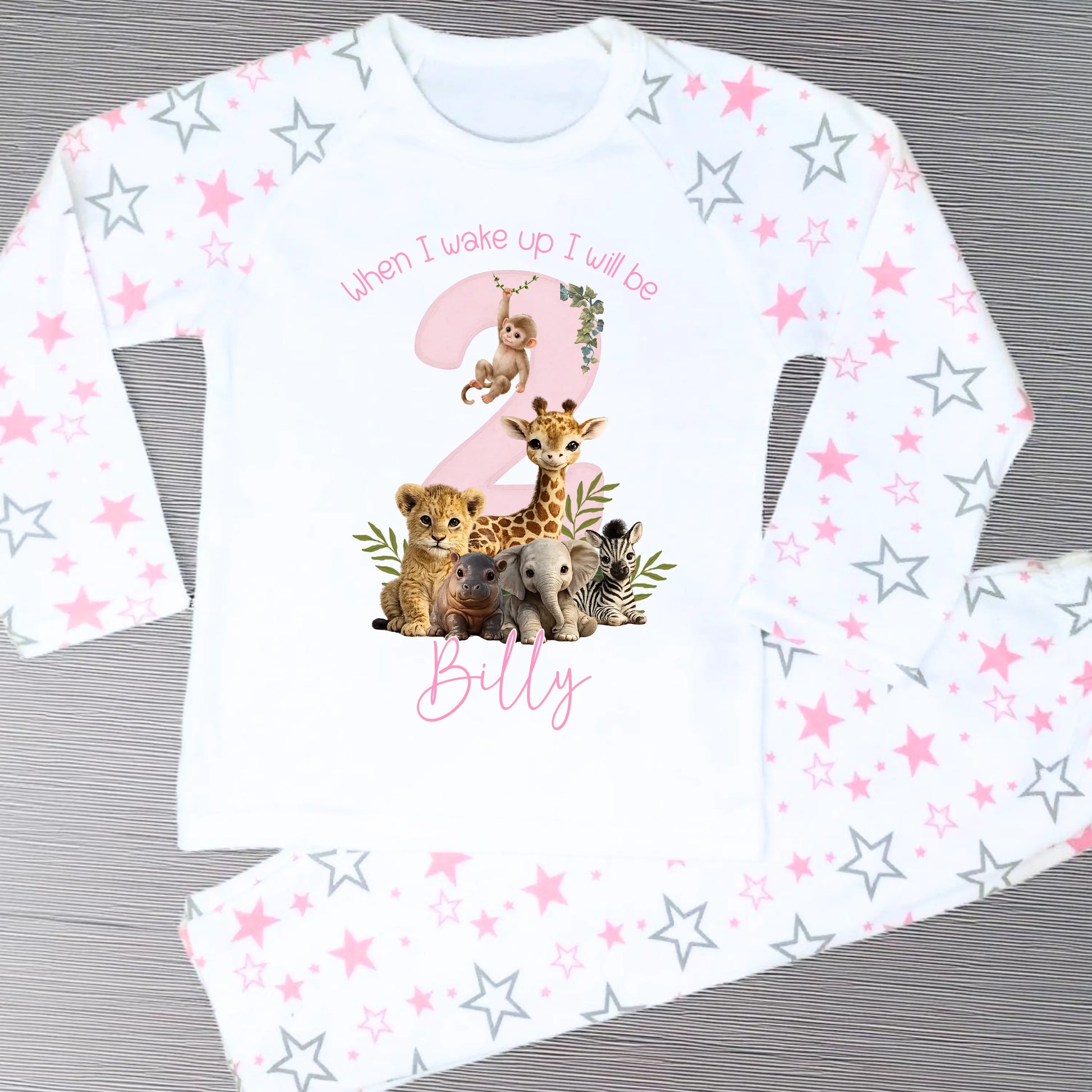 Personalised Safari Birthday Pyjamas Girls – When I Wake Up Birthday Pyjama Set AishaBaileyDesigns