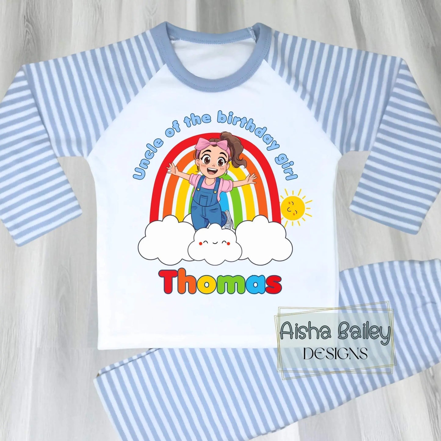 Ms Rachel Matching Sibling birthday Pyjamas: Ms Rachel Match With Me personalised pyjamas with sibling birthday design and names. Sister of the birthday girl, brother of the birthday boy, 