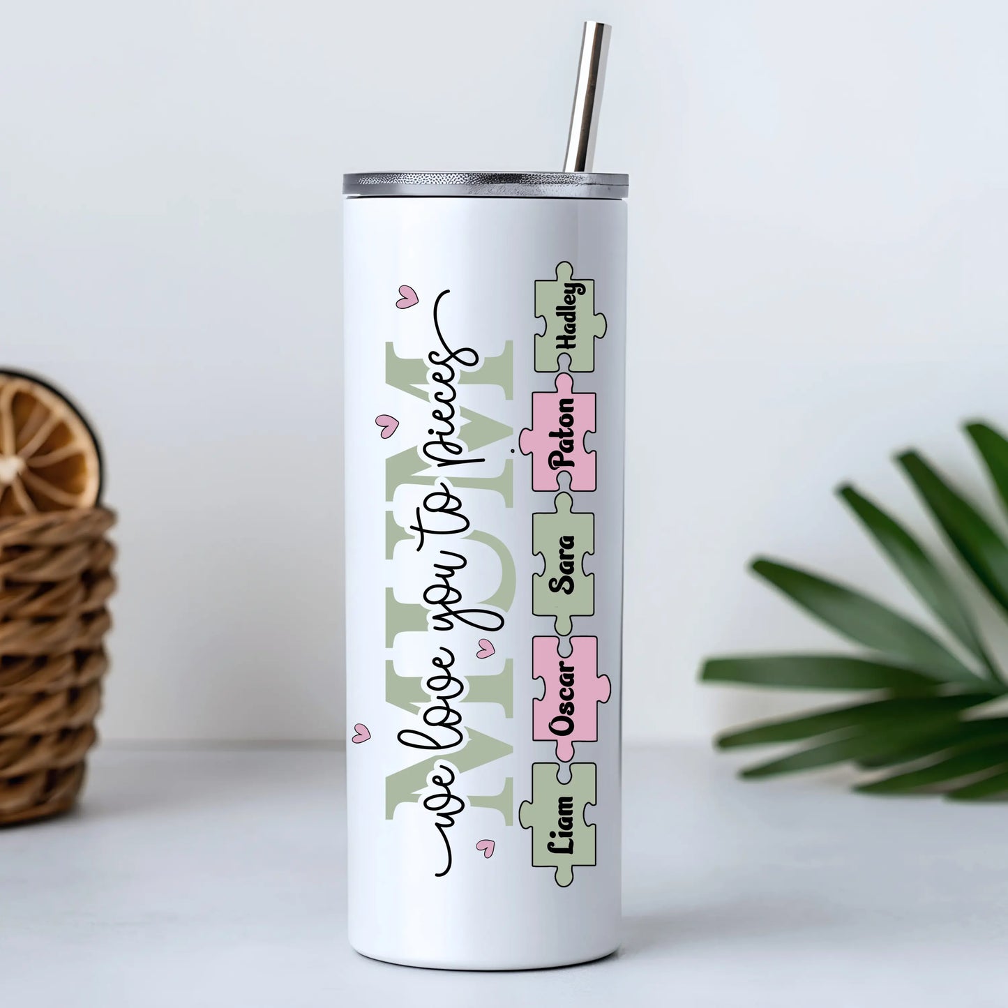 Personalised Mum Tumbler – We Love You To Pieces, Perfect Gift for Mother's Day AishaBaileyDesigns