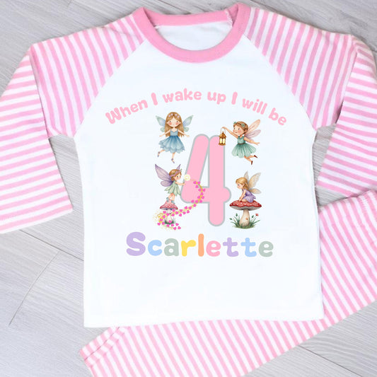 Fairy Garden birthday pyjamas: Adorable Fairy Garden Birthday Pyjamas personalised with age & name. Perfect for girls’ birthday mornings & magical photos. Soft, comfy, & unique.