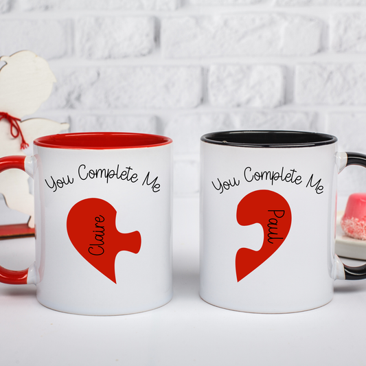 Valentine's Day Mug - Personalised Heart Puzzle Mugs for Couples