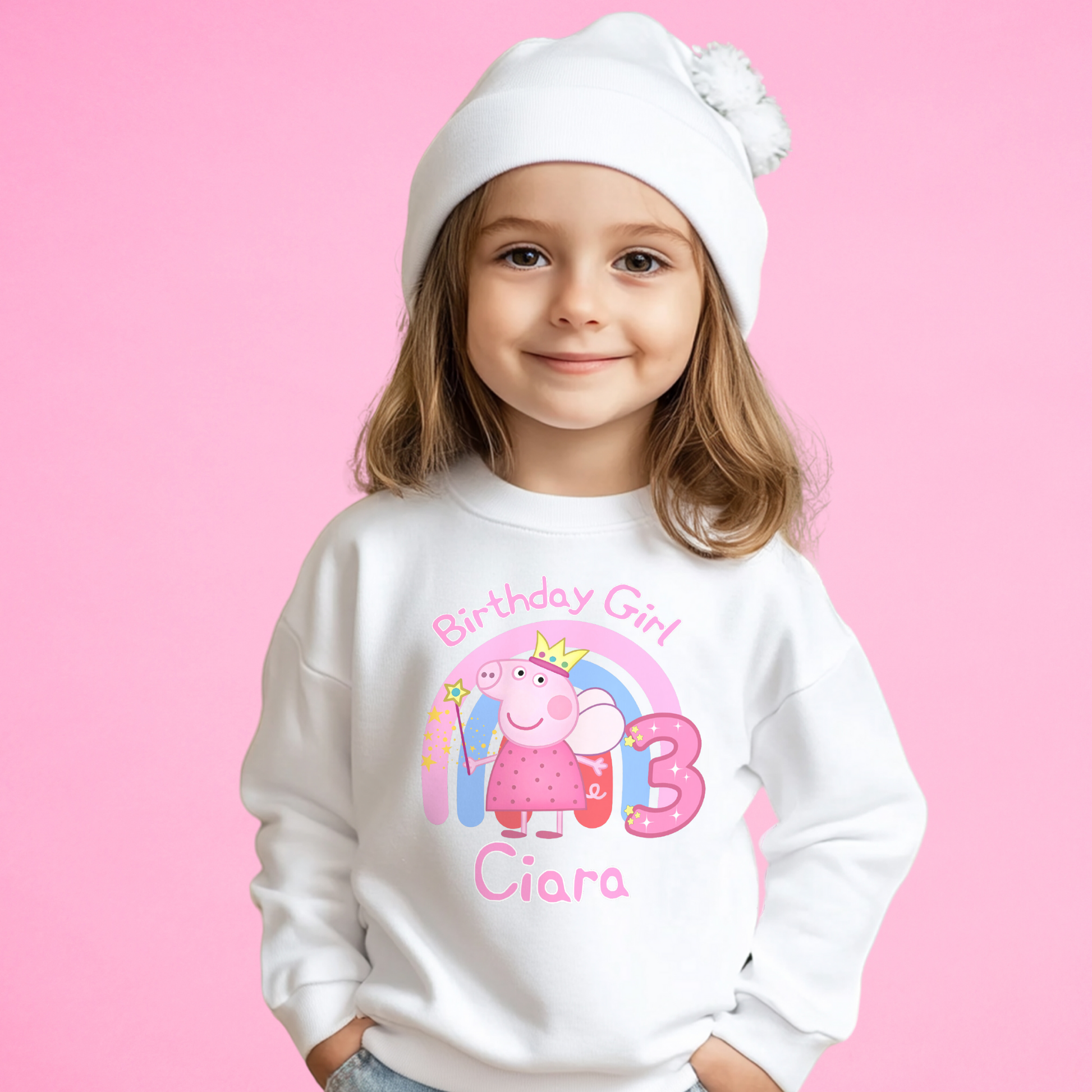 Peppa Pig Birthday Sweatshirt for Girls - Personalised Peppa Pig Birthday Jumper, peppa pig fairy birthday shirt, personalised peppa jumper, peppa birthday sweatshirt