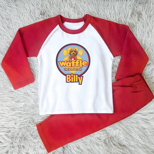 Personalised Waffle pyjamas: Personalised Waffle the wonder dog pyjamas with custom name