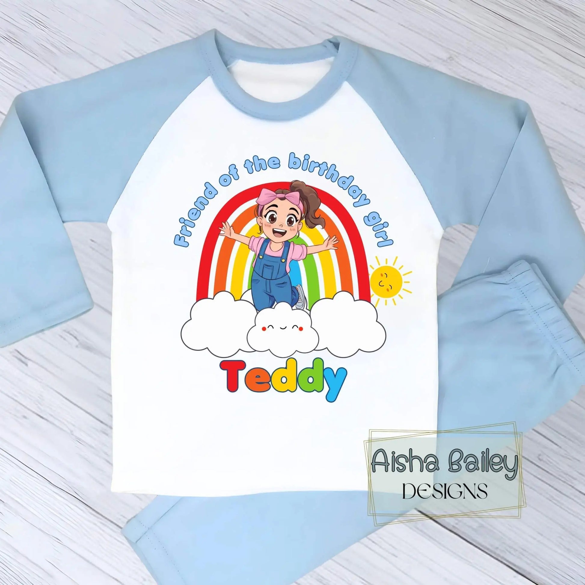 Ms Rachel Matching Sibling birthday Pyjamas: Ms Rachel Match With Me personalised pyjamas with sibling birthday design and names. Sister of the birthday girl, brother of the birthday boy, 