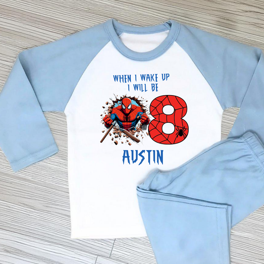 Spiderman Birthday Pyjamas - Boy Personalised Spiderman Birthday PJs, When I wake up Spiderman, spiderman birthday pjs, custom spiderman for boys