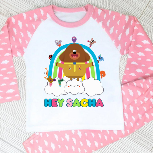 Hey Duggee personalised pyjamas, hey duggee with name, hey duggee custom, girls hey duggee, personalised pjs