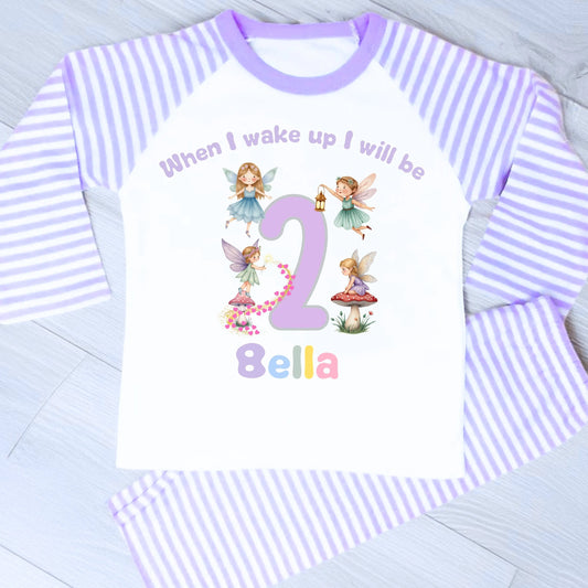 Fairy Garden birthday pyjamas: Adorable Fairy Garden Birthday Pyjamas personalised with age & name. Perfect for girls’ birthday mornings & magical photos. Soft, comfy, & unique.