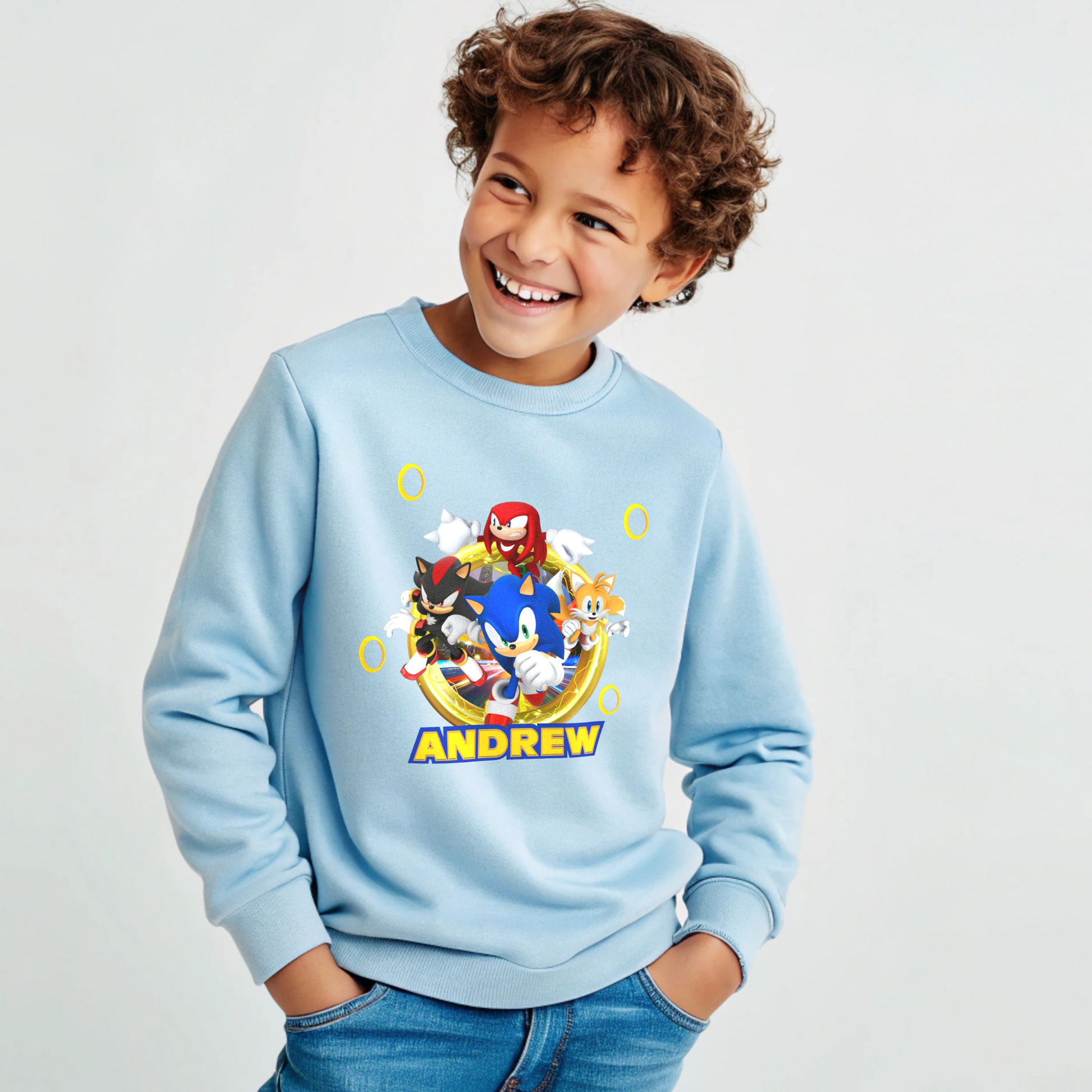 Sonic personalised sweatshirt, sonic jumper with name, sonic sweatshirt, custom jumper sonic