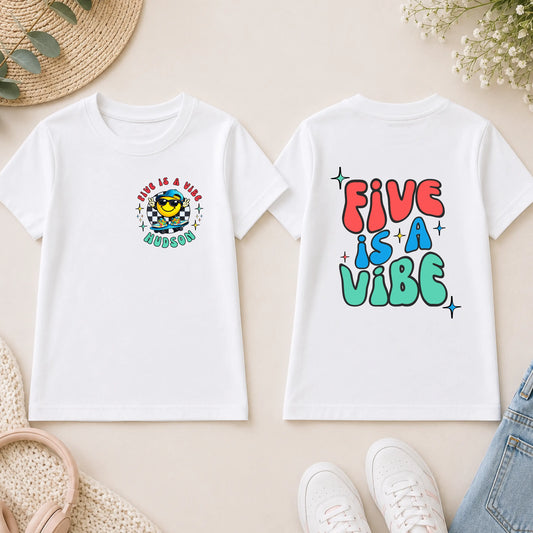 Personalised Boys Five is a Vibe Birthday T-shirt - 5th Birthday Tee AishaBaileyDesigns