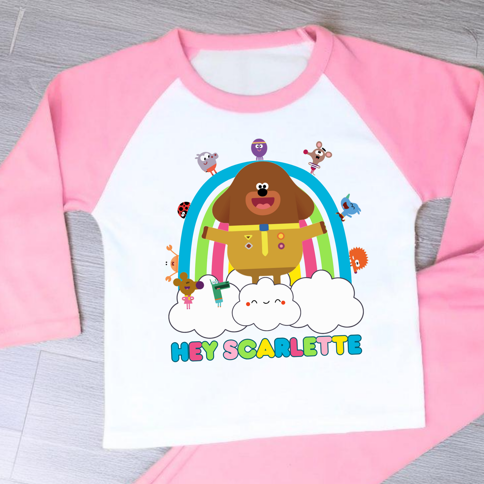 Hey Duggee personalised pyjamas, hey duggee with name, hey duggee custom, girls hey duggee, personalised pjs