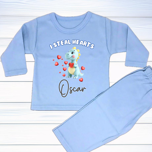 Personalised Valentine's Gift - Cute Dinosaur Baby Pyjamas