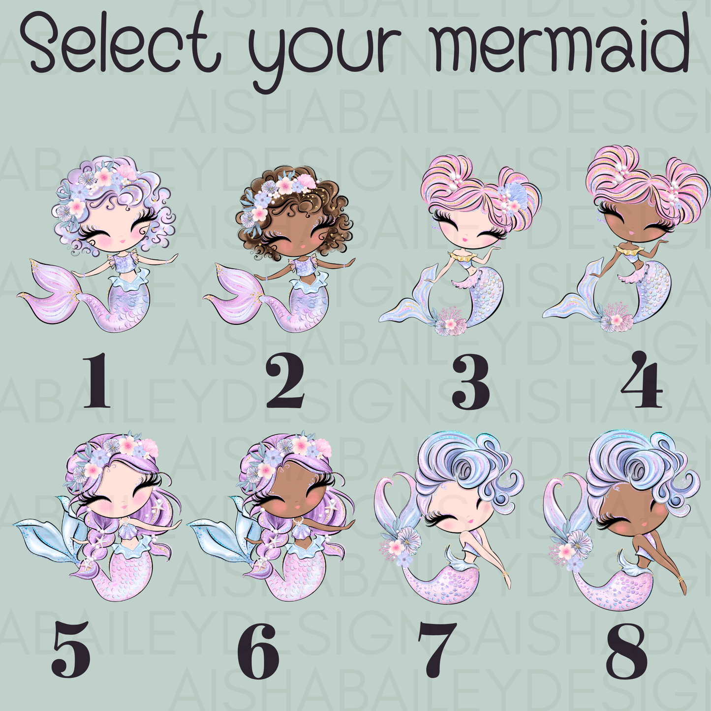 Mermaid Birthday T-shirt for Girls with personalisation: A vibrant and magical T-shirt designed for a girl's birthday celebration, featuring a glitter-like mermaid print on both the front and back. The shirt can be personalised with the birthday girl's name for a special touch: Personalized, Girls, Glitter-like, Mermaid, Birthday, T-shirt, Front and Back Print, Girls mermaid birthday gift