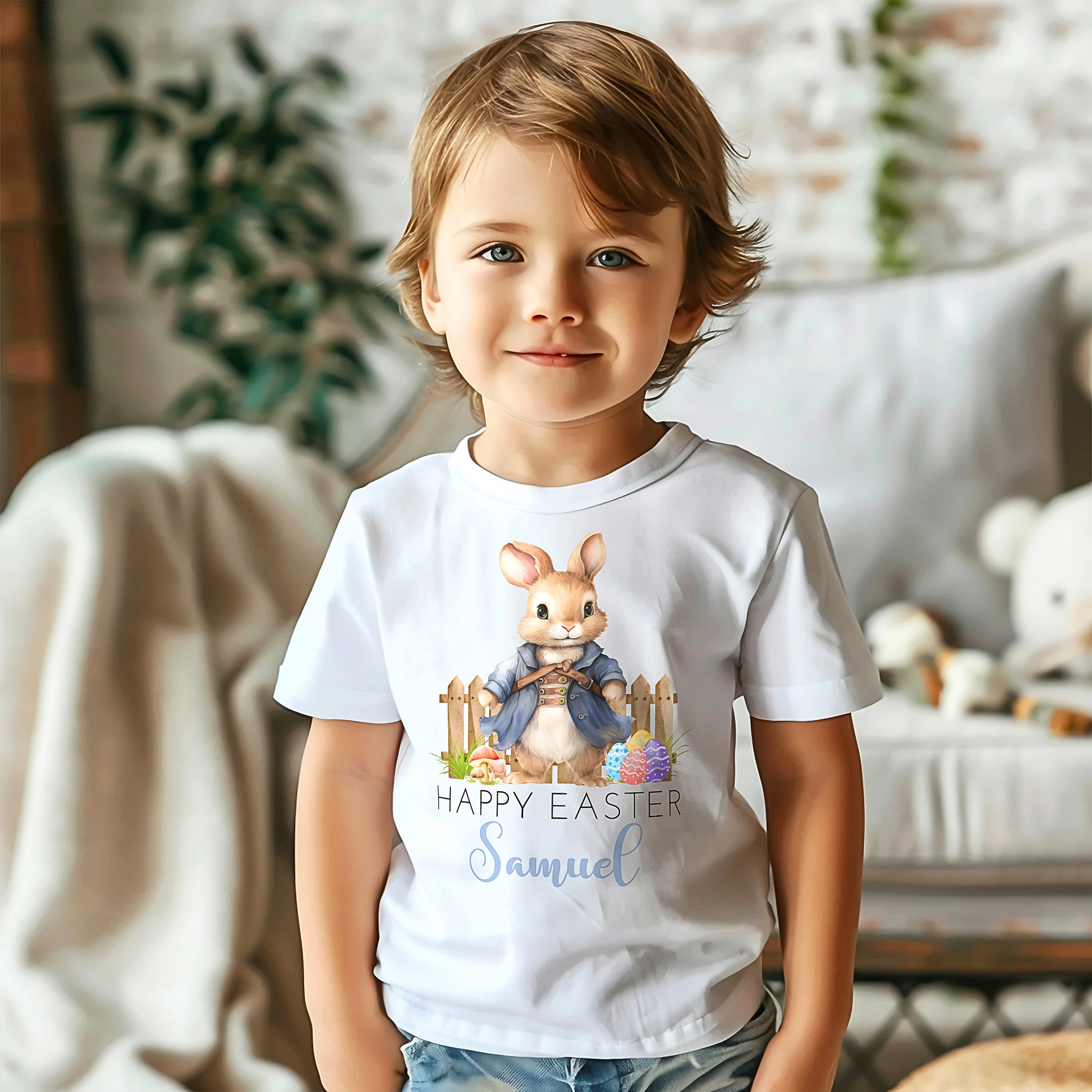 Easter T-shirt for Boys - Personalised Bunny Design, personalised easter top